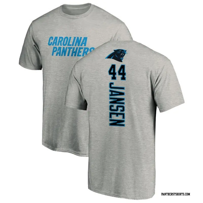Men's Carolina Panthers ＃44 JJ Jansen Ash Backer T-Shirt