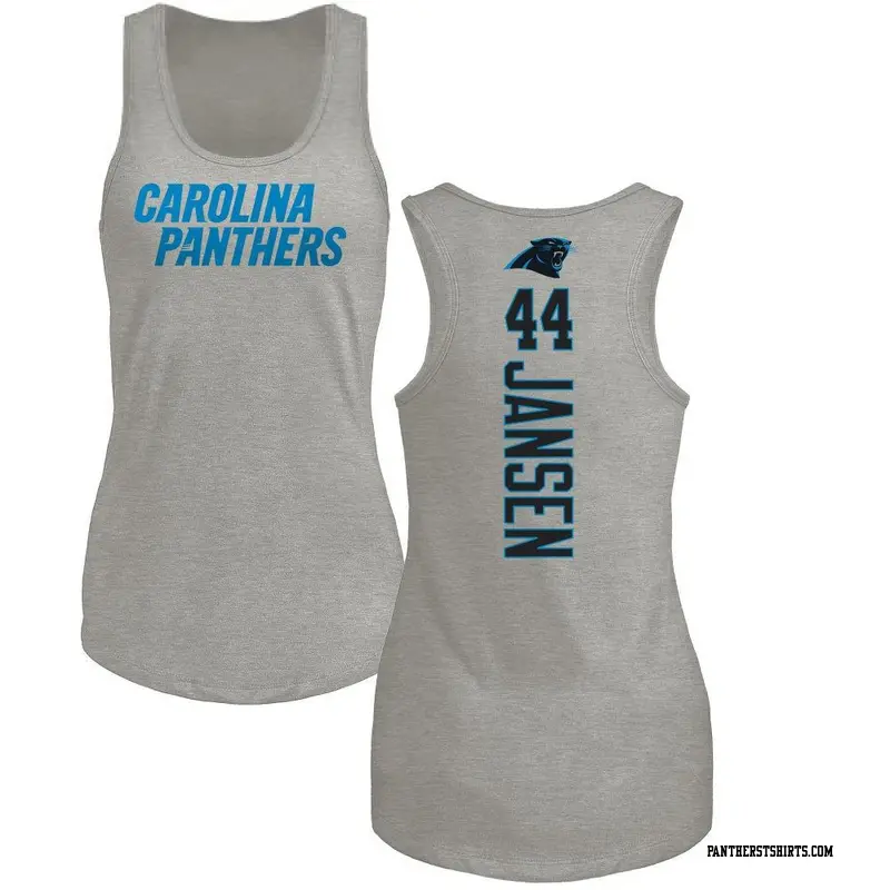 Women's Carolina Panthers ＃44 JJ Jansen Ash Backer Tank Top