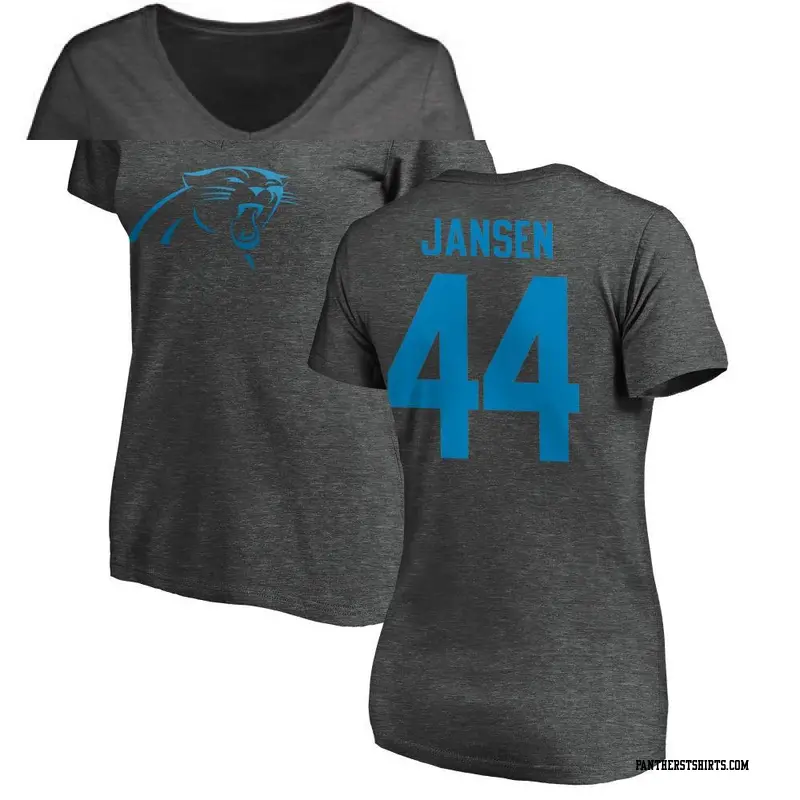 Women's Carolina Panthers ＃44 JJ Jansen Ash One Color T-Shirt
