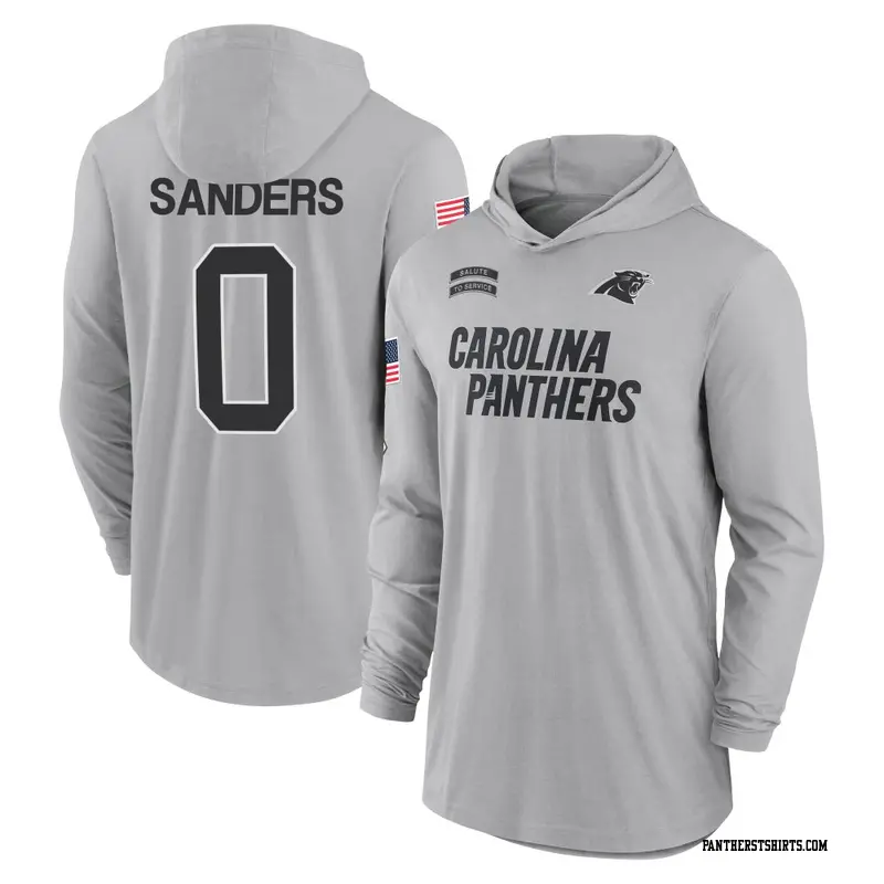 Youth Carolina Panthers ＃0 Ja'Tavion Sanders Gray 2024 Salute to Service Lightweight Performance Long Sleeve Hooded T-Shirt