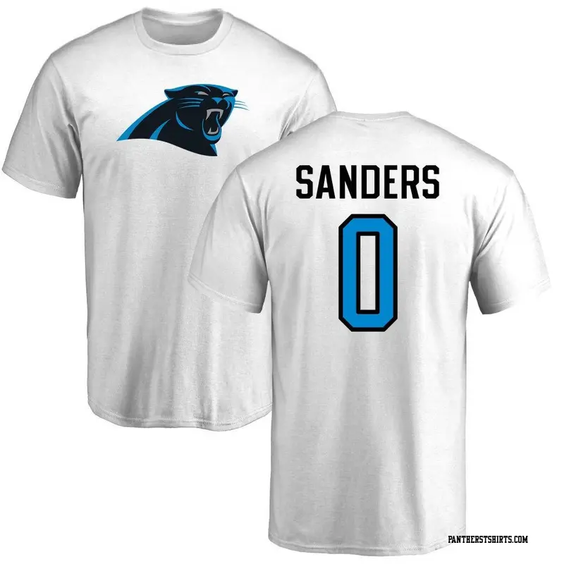 Youth Carolina Panthers ＃0 Ja'Tavion Sanders White Name & Number Logo T-Shirt