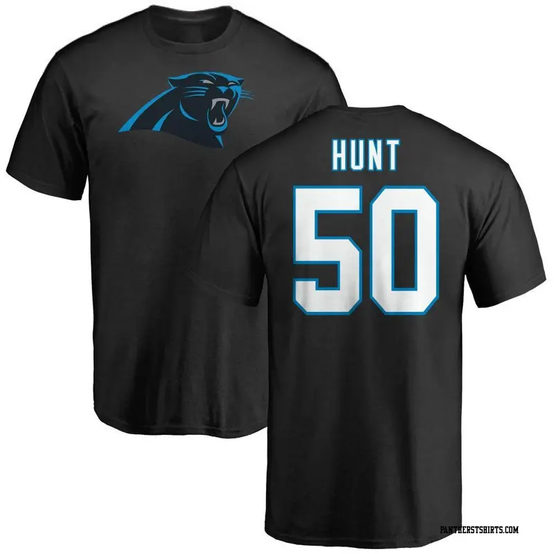 Youth Carolina Panthers ＃50 Robert Hunt Black Name & Number Logo T-Shirt
