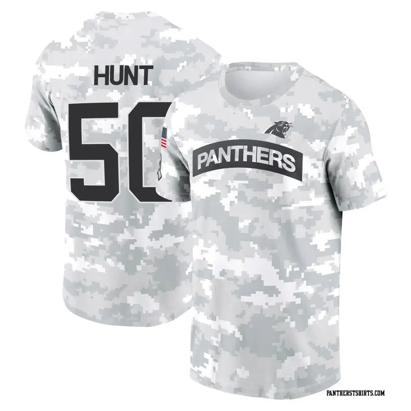 Youth Carolina Panthers ＃50 Robert Hunt Camo Arctic 2024 Salute to Service Performance T-Shirt