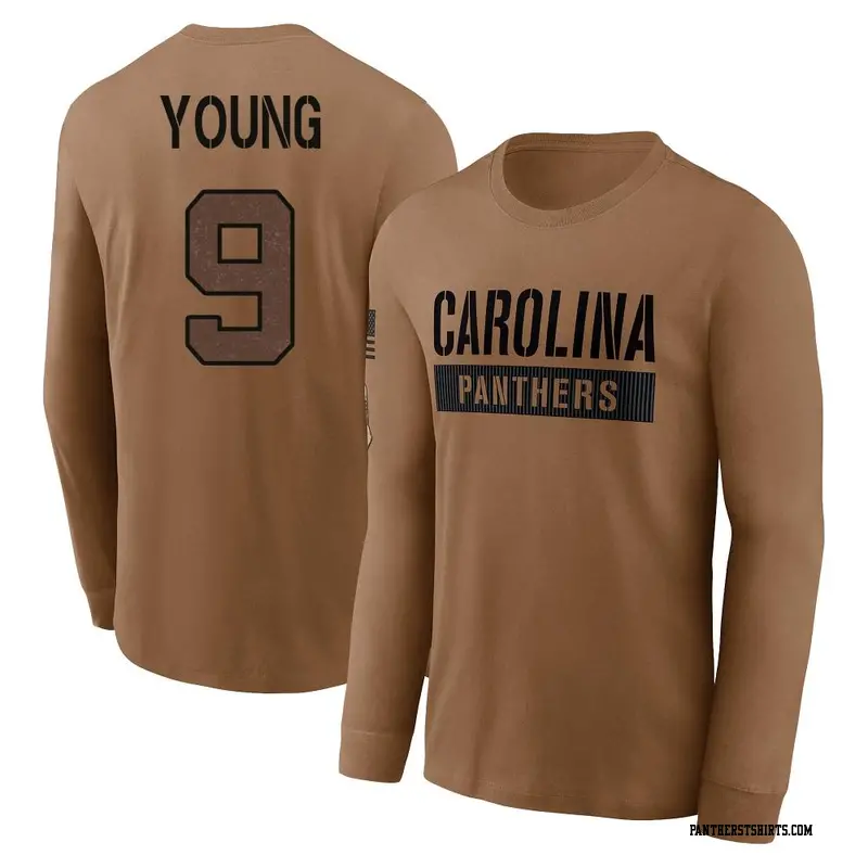 Youth Carolina Panthers ＃9 Bryce Young Brown 2023 Salute To Service Long Sleeve T-Shirt